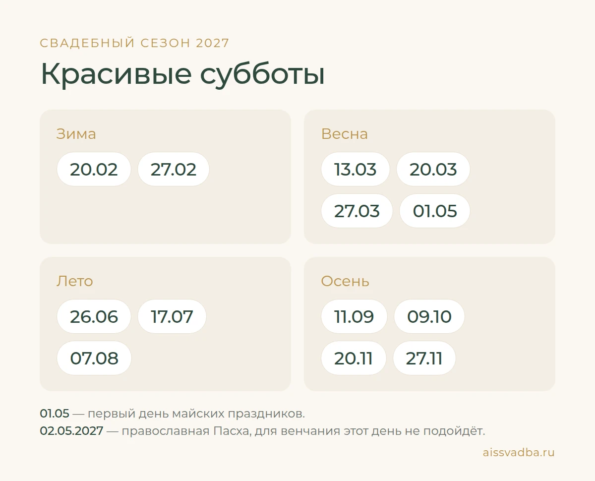 Красивые субботы 2027